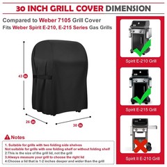 30 inch Grill Cover for Weber 210 Series Gas Grills,600D Heavy Duty BBQ Cover, W