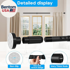 Tension Curtain Rod，40-126.5In(3.33-10.54Ft) One-Click Fast Extension Rod Easy t