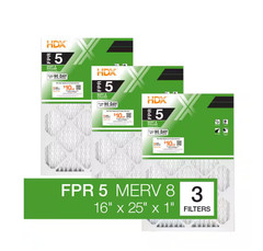 16 x 25 x 1 Standard Pleated Air Filter FPR 5, 3-Pack, Air Filters Replacement