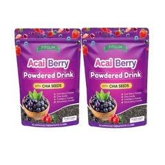 2 Packs FITGUM Acai Berry Drink w/ Chia Seeds 10 Sachets Easy Mix