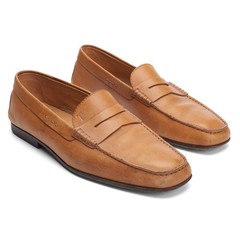 TOD’S Tan Leather Slip-On Driving Shoes Penny Loafers IT 8.5 US 9.5