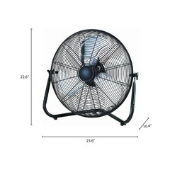 Mainstays 20″ 3-Speed High Velocity Tiltable Black Steel Floor Fan