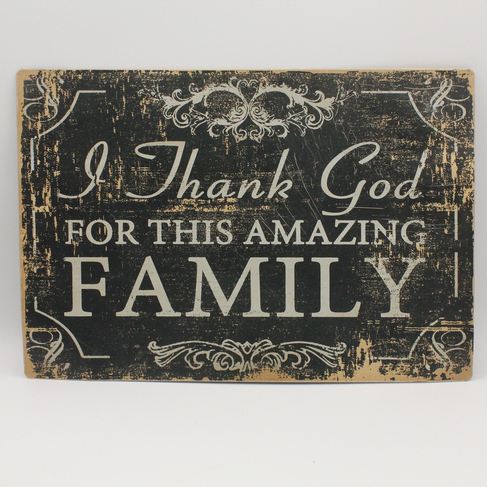 Rustic Shabby Chic Metal Family Sign “I Thank God for This Amazing Family”