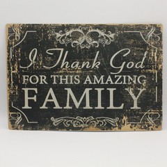 Rustic Shabby Chic Metal Family Sign “I Thank God for This Amazing Family”