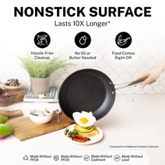 Granitestone Diamond Round Nonstick Fry Pan with Cool Touch Handle – 10” & 12”