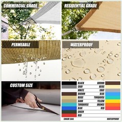8′ 10′ 12′ Rectangle Square Sun Shade Sail Canopy Fabric Cover Outdoor Patio