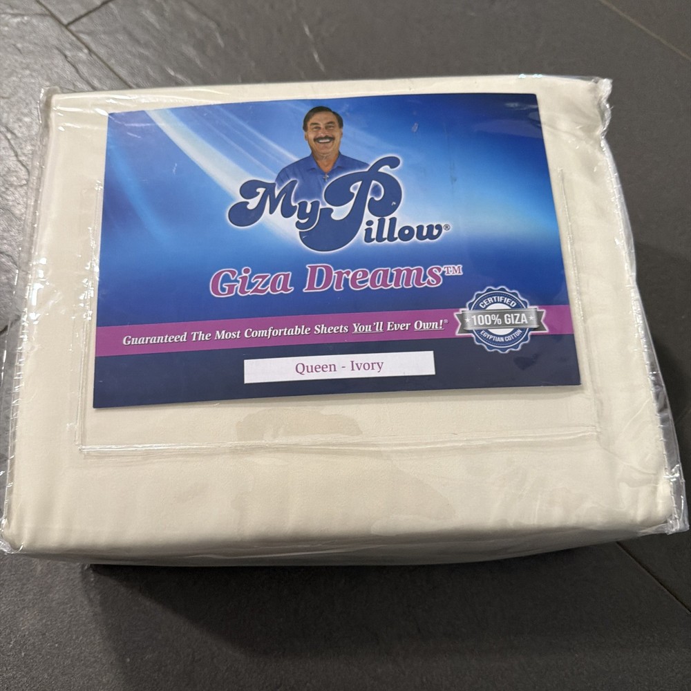 My Pillow Queen Size Sheet Set Giza Dreams 100% Certified Egyptian Cotton Ivory