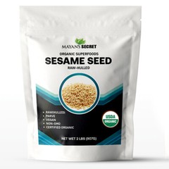 Mayan’s Secret Certified Organic hulled Sesame Seeds, 2 Lbs – Gluten Free, Raw,