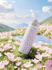 Owala Light Pink Cherry Blossom Pattern Capacity Stainless Steel 32oz