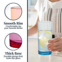 Reusable Drinking Glasses 16oz BPA-Free Plastic Tumblers (Set of 6)