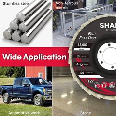 SHALL 4-1/2″ Wool Polishing Discs Finishing Wheel Buffing Pads,for Angle Grinder
