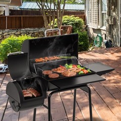 Royal Gourmet 30-Inch Charcoal Grill & Offset Smoker with Fixed Side Table