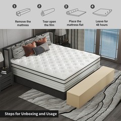 12/14 Inch Full Queen King Size Mattress Hybrid Foam Innerspring Bed in a Box