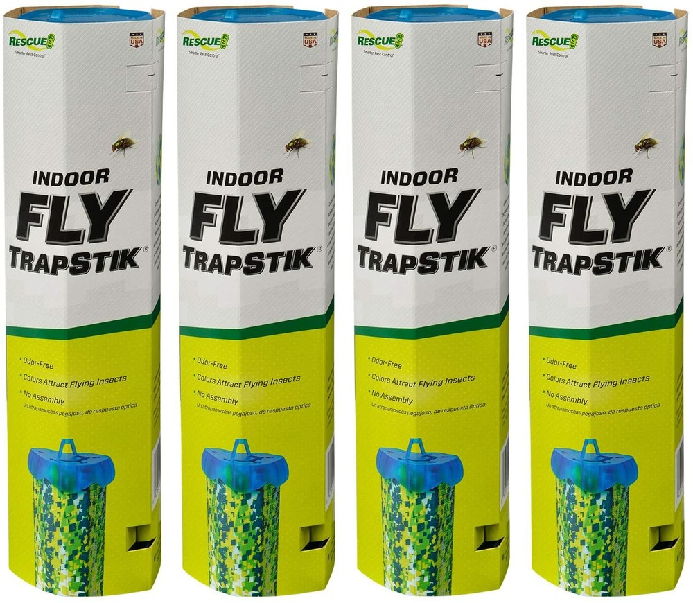 4 Pack!! RESCUE! Non-Toxic TrapStik for Flies Indoor Hanging Fly Trap Best Deal