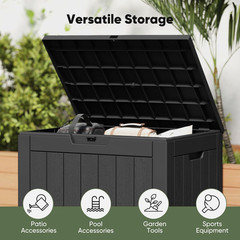 NEWBULIG 31 Gallon Deck Box, Weatherproof Resin Lockable Outdoor Storage for Sec