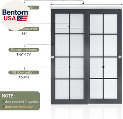 5.3Ft/64In Bypass Double Sliding Pocket Door Hardware Kit,Commercial Grade,Alumi