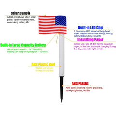 8-PCS American Flag Solar Powered Light | LED Flagpole Lights W/Flag 4th Of July