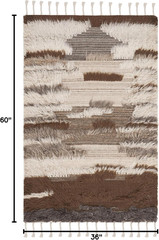 Kenya Collection Hand-Knotted Accent Rug 3′ X 5′ – Grey & Brown Tribal Design