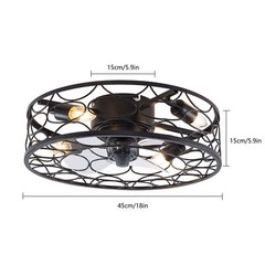 18.5″ Flush Mount Ceiling Fan with Light Pendant Lamp With Remote Control 60W