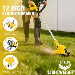 Cordless Weed Eater Electric Brush Cutter Lawn Edger Grass String Trimmer 4.0Ah