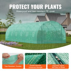 VEVOR Walk-in Tunnel Greenhouse 29.2×9.7×6.5ft Galvanized Frame PE Cover Green