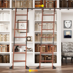 10FT Rolling Library Ladder Hardware Kit,350Lb Capacity,Telescopic Hook & Bottom