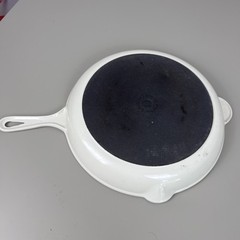Le Creuset 30 Cast Iron Enamel 12″ Round Grill Pan Double Spout Skillet White
