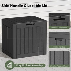 NEWBULIG 31 Gallon Outdoor Storage Box, Waterproof Deck Box with Lockable Lid