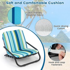 Low Beach Chairs for Adults 2 Pack with Aluminum Frame and Soft Cushion 300 LBS