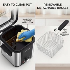 1.5L Electric Deep Fryer with Basket, Nonstick & Cool-Touch, Easy to Clean, 900W