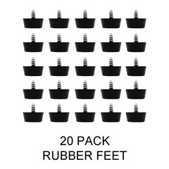 3/4″ Small Hard Rubber Bumper Feet with Stainless Washer and Screws, 20 Pack