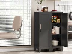 46″ H Metal Pantry Cabinet Metal Storage Locker with Door and Adjustable Shelves