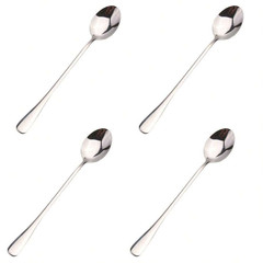 4/8pcs 7.5″ Stainless Steel Mixing Spoons Long Handle Iced Tea & Ice Cream Spoon
