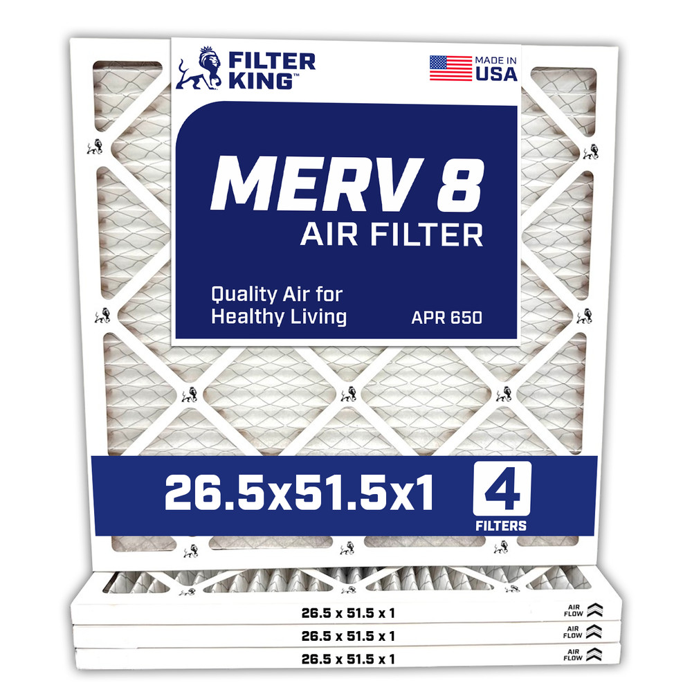 Filter King 26.5×51.5×1 Air Filter 4-PACK MERV 8 Actual Size 26.5 x 51.5 x .75″