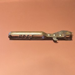 Vintage Manual Metal Can Opener Bronze Silver Less Than 10 in Used