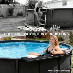 Swim Up Bar Table for Above Ground Pools – 49.4″×9.6″ Galvanized Iron Black