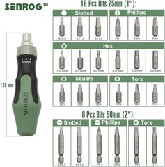 24 in 1 Multi-Bit Ratcheting Screwdriver, Magnetic Interchangeable Ratchet Screw
