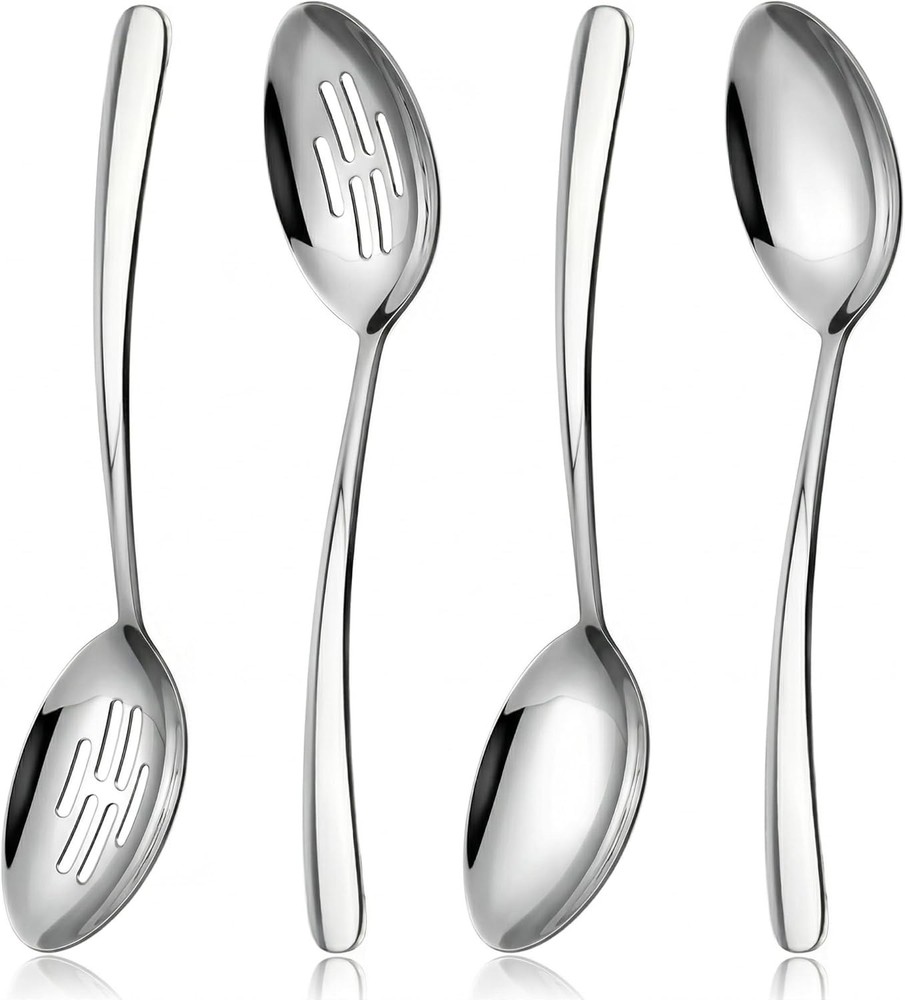 10.3-in Lar Serving Spoons Set, 18/0 Stainl Steel, Heavy Duty, 2