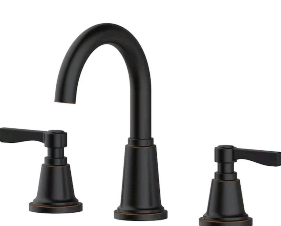 allen + roth Townley Oil Rubbed Bronze Bathroom Sink Faucet Wide Spread S3..313