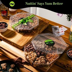 Nuts Gift Basket in Green Box Packaging (7 Piece Assortment, 1 LB)
