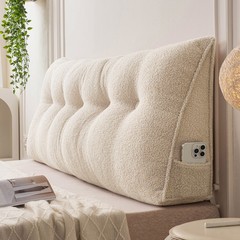 Twin/Queen/King Teddy Fleece Wedge Headboard Pillow w/ High Resilience Filling