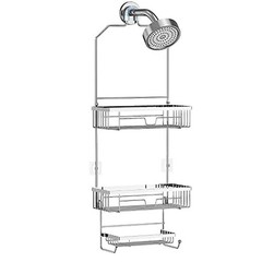 Bathroom Shower Caddy Hanging 3 Tier Rustproof Over Shower Head Organizer Silver