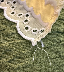 Vintage JC Penny Yellow & White Eyelet Ruffle Valance
