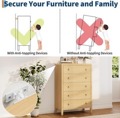47″ Tall Wooden Chest of Drawers, 5-Drawer Dresser Living Room Organizer Cabinet