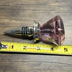 Pink Diamond Crystal Wine Bottle Stopper Pre-owned Parties 4.4 in Length