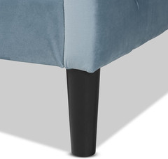 Light Blue Velvet Twin Daybed with Dark Brown Wood Finish