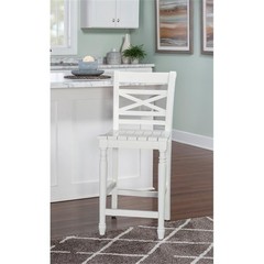 Home Square 24.25″ Wood Counter Stool in White Finish – Set of 2