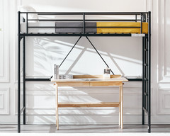 Loft Bed Twin Size with Flat Ladder Rung for Kids Teens Adults Heavy Duty Metal