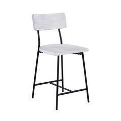Comfort Pointe Bari 24.25″ Metal/Wood Counter Stool in Whitewash/Black
