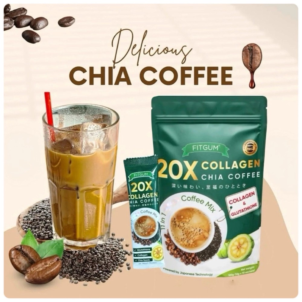 20x Collagen Chia Coffee Beauty Anti-Aging Improve Skin Elasticity 10 Bags